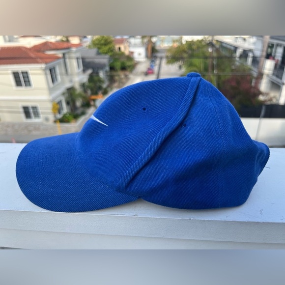 Vintage 90s Nike blue cotton golf tennis cap silver swoosh embroidered preppy - Picture 5 of 10